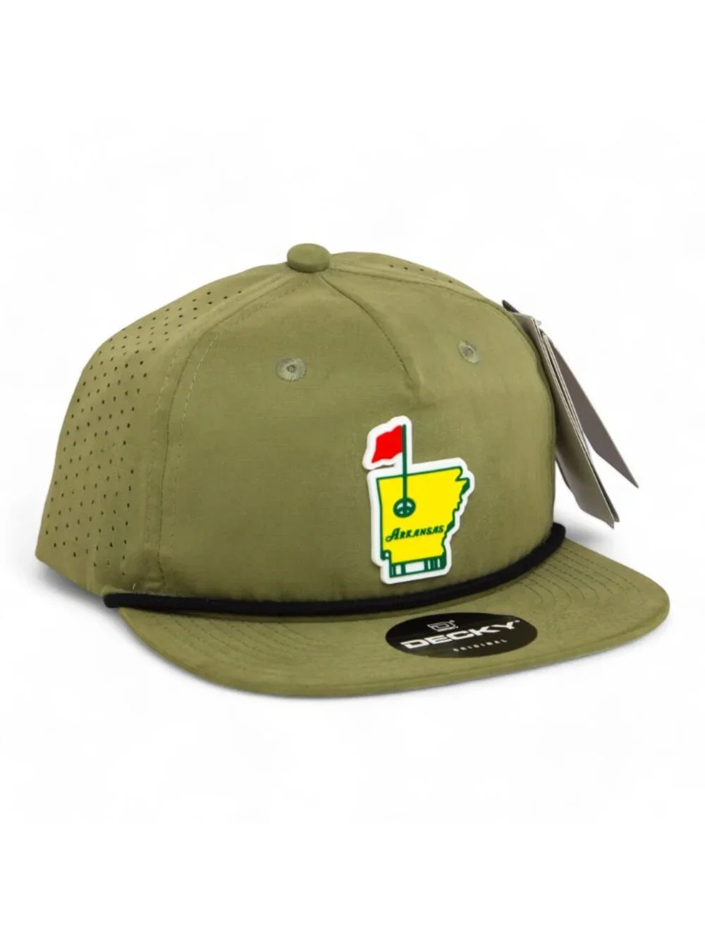 Arkansas Masters Golf 3D Perforated Rope Hat- Loden/ Black